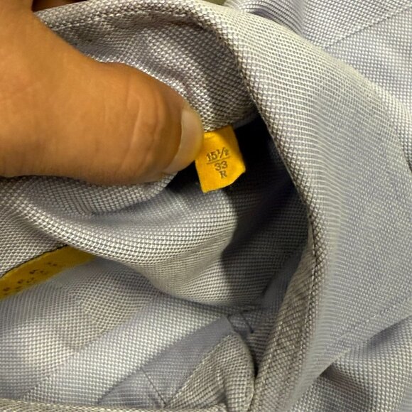Robert Talbott Carmel Oxford Dress Shirt 15 1/5 R Blue Cotton Medium - Picture 6 of 8